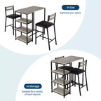 Set da Bar 3 Pezzi con 2 Ripiani Portaoggetti, Set da Pranzo Salvaspazio per Cucina con Sedie in Pelle PU