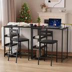 Set da Bar 3 Pezzi con 2 Ripiani Portaoggetti, Set da Pranzo Salvaspazio per Cucina con Sedie in Pelle PU