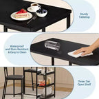 Set da Bar 3 Pezzi con 2 Ripiani Portaoggetti, Set da Pranzo Salvaspazio per Cucina con Sedie in Pelle PU