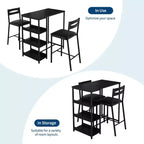 Set da Bar 3 Pezzi con 2 Ripiani Portaoggetti, Set da Pranzo Salvaspazio per Cucina con Sedie in Pelle PU