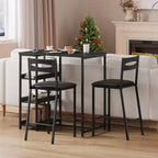 Set da Bar 3 Pezzi con 2 Ripiani Portaoggetti, Set da Pranzo Salvaspazio per Cucina con Sedie in Pelle PU