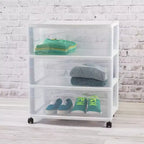 Sterilite Cassettiera Larga a 3 Cassetti, Organizzatore Mobile in Plastica, Bianco, Confezione da 3