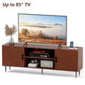 Skyzoo TV Stand with Swivel Mount & Power Outlet for 50/55/65 inches TV for Living Room, Height Adjustable, Walnut