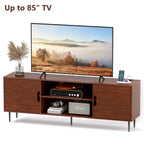 Skyzoo TV Stand with Swivel Mount & Power Outlet for 50/55/65 inches TV for Living Room, Height Adjustable, Walnut