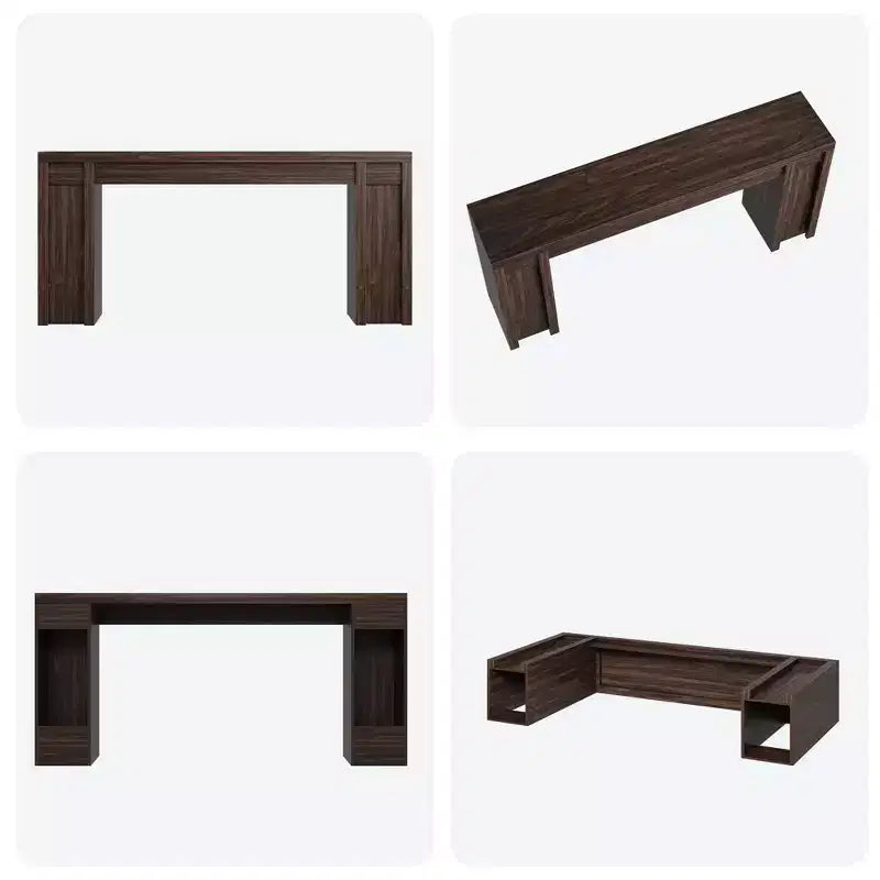 Consolle Extra Lunga in Legno con 2 Cassetti e Ripiani a 2 Livelli, Robusto Tavolo da Divano/Accento per Ingresso Resistente ai Segni per Soggiorno