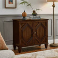 JVNOXK 33.6 Retro Wooden Sideboard Buffet Cabinet with Storage, Symmetrical Geometric Accent Display Cabinet Media Console Credenza