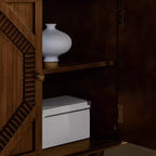 JVNOXK 33.6 Credenza a Buffet in Legno Retrò con Mobile Contenitore, Mobile Espositivo Geometrico Simmetrico, Credenza Console Multimediale