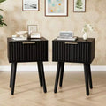 Karl Home 15.7In. Black Relief Nightstand, Particleboard & MDF, Melamine & Vacuum Forming, 1 Drawer, High Leg (2 Pcs)