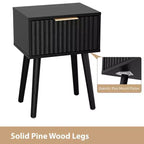 Karl Home Comodino Nero con rilievo 39,88 cm, truciolato e MDF, melamina e termoformatura, 1 cassetto, gambe alte (2 pz)