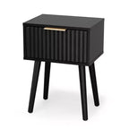 Karl Home Comodino Nero con rilievo 39,88 cm, truciolato e MDF, melamina e termoformatura, 1 cassetto, gambe alte (2 pz)