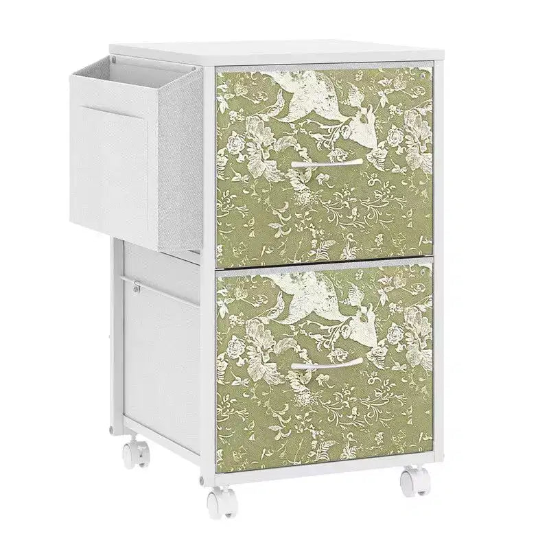 Karl Home Classificatore in Legno con Struttura in Metallo Goffrato da 15 Pollici con 2 Cassetti e Ruote
