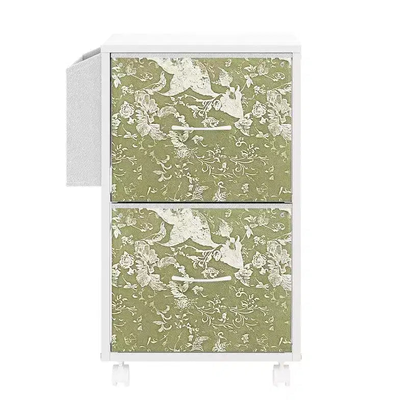 Karl Home Classificatore in Legno con Struttura in Metallo Goffrato da 15 Pollici con 2 Cassetti e Ruote