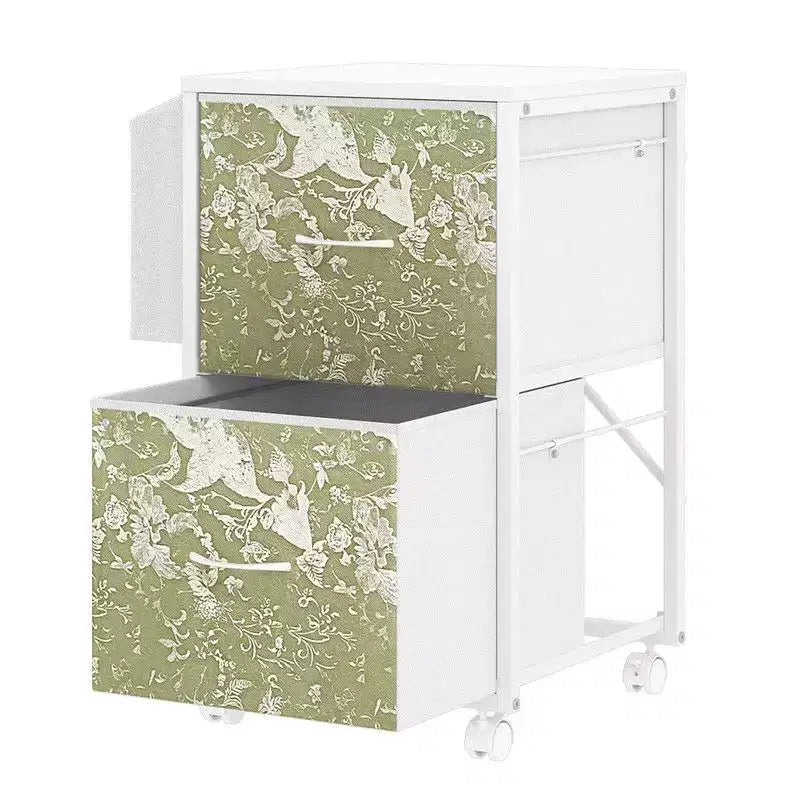 Karl Home Classificatore in Legno con Struttura in Metallo Goffrato da 15 Pollici con 2 Cassetti e Ruote
