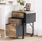Mobile schedario in legno Karl Home da 15 pollici con struttura in metallo goffrato, 3 cassetti e ruote
