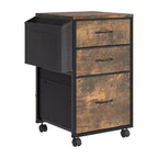 Mobile schedario in legno Karl Home da 15 pollici con struttura in metallo goffrato, 3 cassetti e ruote