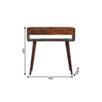 HomeRoots 35 Consolle in Legno Massello di Castagno con Ripiano e Due Cassetti