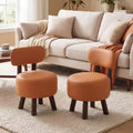Costway Small Footrest Stools Set of 2 with Backrest & Rubber Wood Legs for Bedroom White/Black/Walnut/Orange