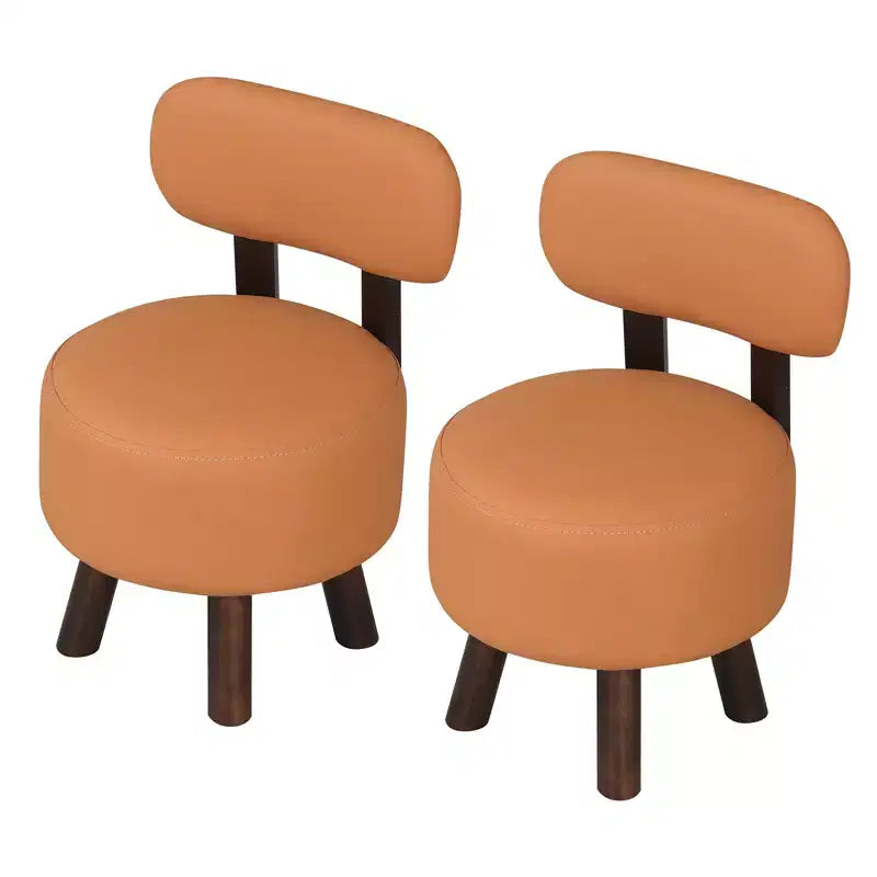 Set di 2 sgabelli poggiapiedi piccoli Costway con schienale e gambe in legno di gomma per camera da letto Bianco/Nero/Noce/Arancione