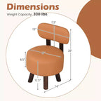 Set di 2 sgabelli poggiapiedi piccoli Costway con schienale e gambe in legno di gomma per camera da letto Bianco/Nero/Noce/Arancione