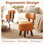Set di 2 sgabelli poggiapiedi piccoli Costway con schienale e gambe in legno di gomma per camera da letto Bianco/Nero/Noce/Arancione