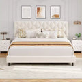 Bed Frame Twin XL/King Size w/ Adjustable Headboard, Upholstered Platform Bed w/Sturdy Wood Slats Support, No Box Spring Needed