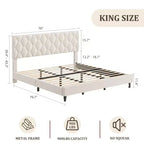 Struttura Letto Singolo XL/Matrimoniale con Testiera Regolabile, Letto Imbottito con Robuste Doghe in Legno, Nessun Box Spring Necessario