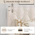 Struttura Letto Singolo XL/Matrimoniale con Testiera Regolabile, Letto Imbottito con Robuste Doghe in Legno, Nessun Box Spring Necessario