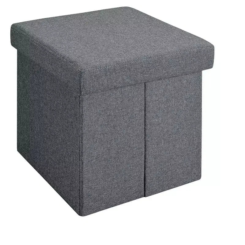 Caitlin 35, Set Tavolino da Salotto 5 Pezzi con Finitura Venata Rovere Invecchiato, 4 Sgabelli Contenitore, Piano in MDF, Base in Metallo Nero