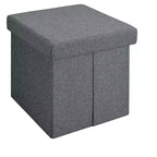 Caitlin 35, Set Tavolino da Salotto 5 Pezzi con Finitura Venata Rovere Invecchiato, 4 Sgabelli Contenitore, Piano in MDF, Base in Metallo Nero