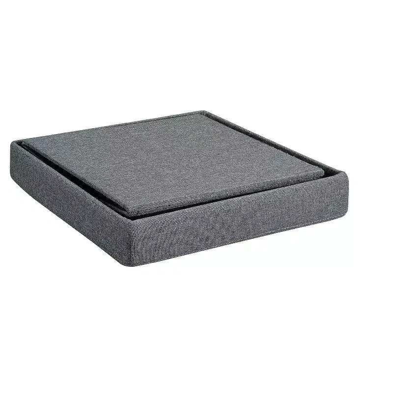 Caitlin 35, Set Tavolino da Salotto 5 Pezzi con Finitura Venata Rovere Invecchiato, 4 Sgabelli Contenitore, Piano in MDF, Base in Metallo Nero