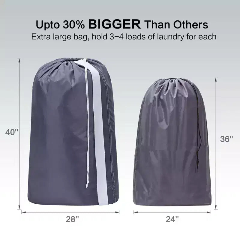 Narwey 2 Pezzi Sacca per Biancheria in Nylon XL con Tracolla, Organizer Grande per Vestiti Sporchi