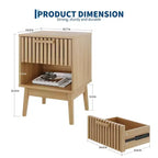 Set di 2 comodini Boho con cassetto a righe e ripiano aperto, tavolino da letto compatto in legno, tavolino laterale salvaspazio per camera da letto e soggiorno