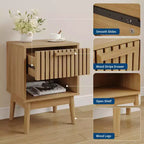 Set di 2 comodini Boho con cassetto a righe e ripiano aperto, tavolino da letto compatto in legno, tavolino laterale salvaspazio per camera da letto e soggiorno