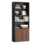 SONGMICS HOME Tall Book Shelf, Superfast Toolless Assembly, 6-Tier Floor Standing Bookcase with Adjustable Shelves and Door, Snow White
