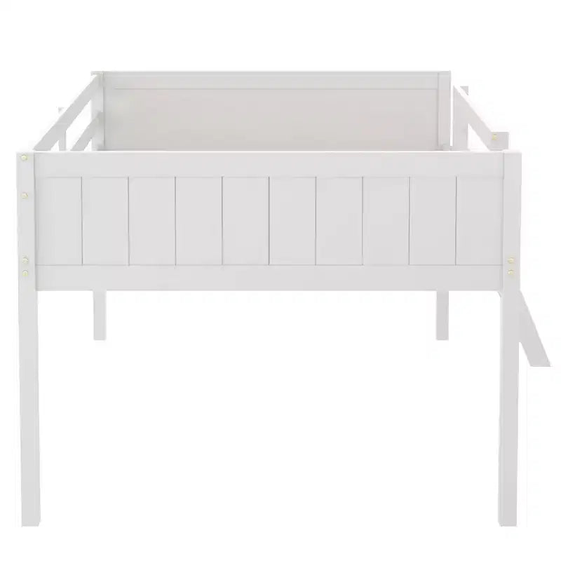FAMYYT Letto a soppalco a grandezza naturale con scaletta, facile da montare, bianco