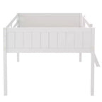 FAMYYT Letto a soppalco a grandezza naturale con scaletta, facile da montare, bianco