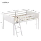 FAMYYT Letto a soppalco a grandezza naturale con scaletta, facile da montare, bianco