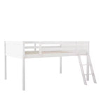 FAMYYT Letto a soppalco a grandezza naturale con scaletta, facile da montare, bianco