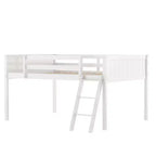 FAMYYT Letto a soppalco a grandezza naturale con scaletta, facile da montare, bianco