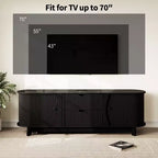 Mobile TV Moderno di Metà Secolo da 63" con Presa Elettrica - Centro di Intrattenimento in Noce con 2 Cassetti e Ripiani Regolabili