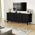 63 Mid-Century Modern TV Stand with Power Outlet - Walnut Entertainment Center with 2 Drawers and Adjustable Shelves