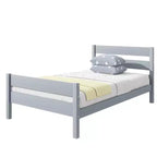 Struttura letto a piattaforma singola VECELO con testiera a doghe orizzontali, letto in legno senza bisogno di molle per cameretta bambini