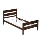Struttura letto a piattaforma singola VECELO con testiera a doghe orizzontali, letto in legno senza bisogno di molle per cameretta bambini
