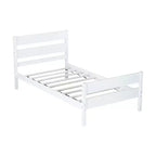 Struttura letto a piattaforma singola VECELO con testiera a doghe orizzontali, letto in legno senza bisogno di molle per cameretta bambini