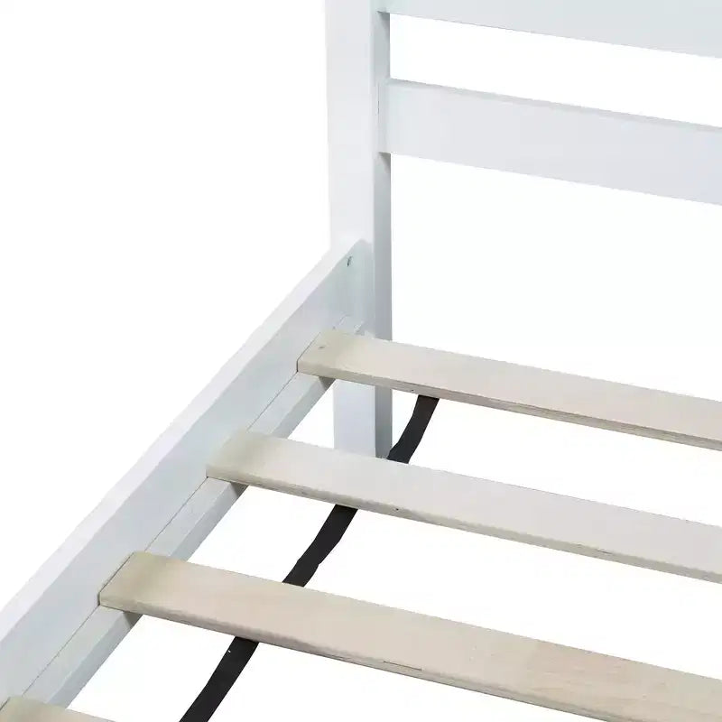 Struttura letto a piattaforma singola VECELO con testiera a doghe orizzontali, letto in legno senza bisogno di molle per cameretta bambini