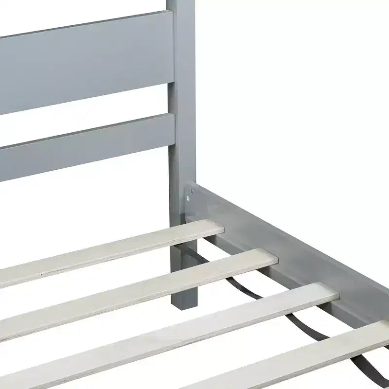 Struttura letto a piattaforma singola VECELO con testiera a doghe orizzontali, letto in legno senza bisogno di molle per cameretta bambini