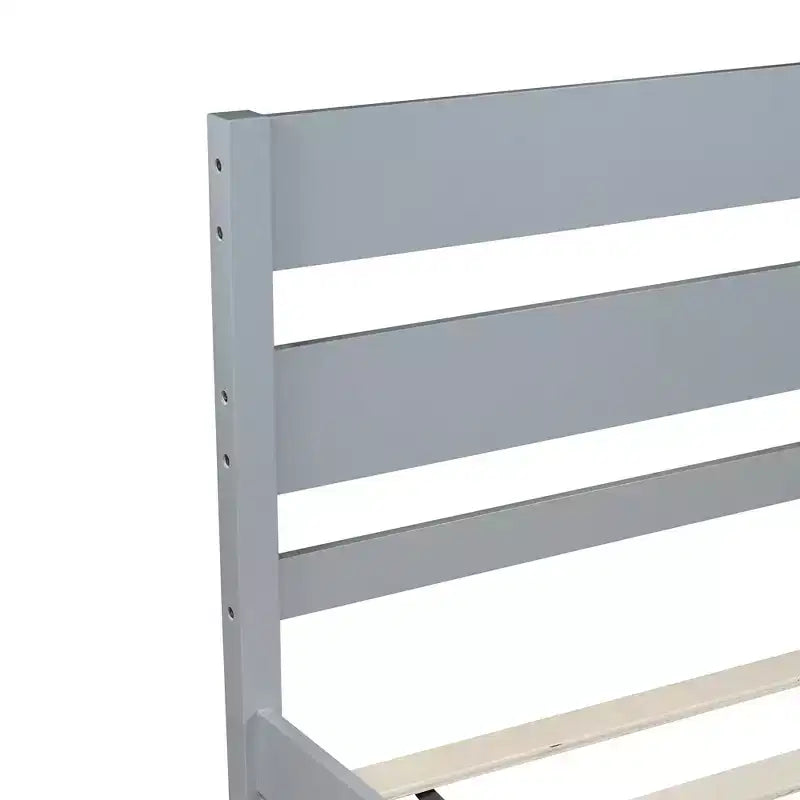 Struttura letto a piattaforma singola VECELO con testiera a doghe orizzontali, letto in legno senza bisogno di molle per cameretta bambini