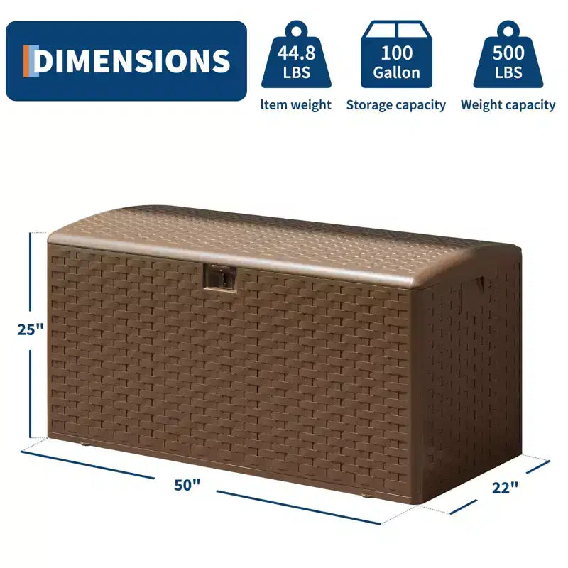 Acekool Contenitore da Esterno Impermeabile da 380 Litri in Resina Effetto Rattan, Cassapanca Lucchettabile per Cuscini, Attrezzi da Giardino, Accessori per Piscina, Marrone