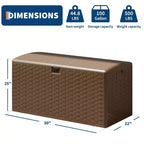 Acekool Contenitore da Esterno Impermeabile da 380 Litri in Resina Effetto Rattan, Cassapanca Lucchettabile per Cuscini, Attrezzi da Giardino, Accessori per Piscina, Marrone