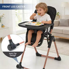 Chaise haute pliable pour bébé, chaise pour nourrisson et tout-petit 3 en 1 portable avec doubles plateaux amovibles, siège d'appoint de voyage compact réglable pour enfants